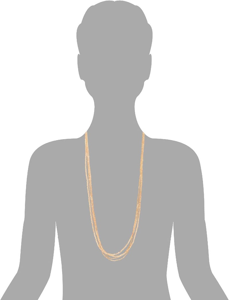 COOLSTEELANDBEYOND Long Multi-Strand Statement Necklace For Women, Elegant Layered Waterfall Chains, Crystal Beads Pendant - Image 1